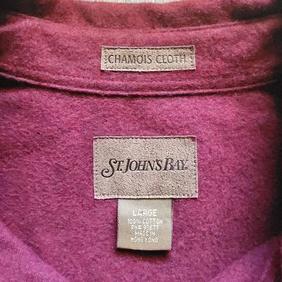 NWT Chamois Cloth St. John's Bay Large Burgundy Button-Down Long-sleeve Shirt - Picture 3 of 10